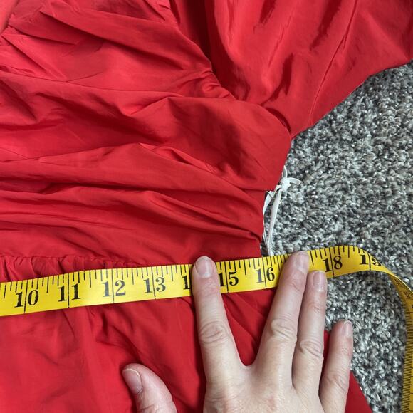 Tuckernuck Hyacinth House Courtney Red Shirred Bodice Mini Dress Sz Medium - Picture 9 of 12